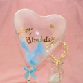 Cake decorations- heart clear balloon with blue feather