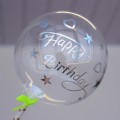 Cake decorations- round clear balloon with silver happy birthday
